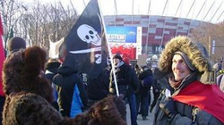 Fotoreportaż: Tusk gdzie twój mózg?! - protest przeciw ACTA pod Stadionem Narodowym. - miniaturka